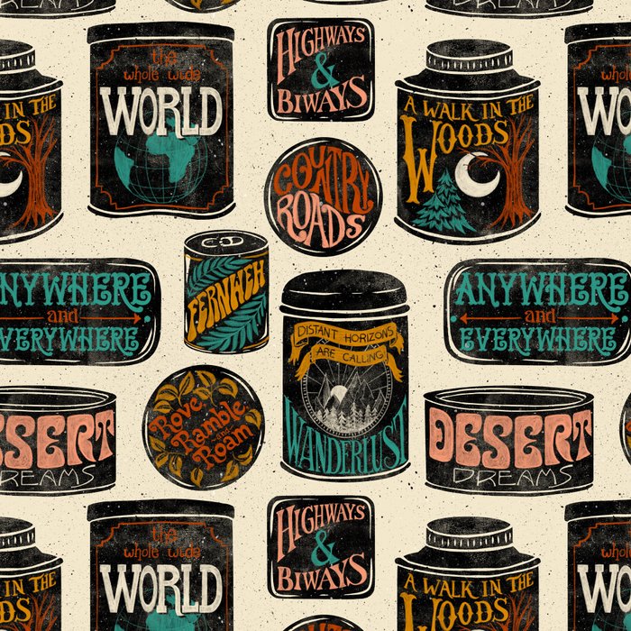 Vagabondâs Cupboard - black and cream with red, gold, teal, and peach Coffee Mug Gallery Image 2
