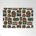 Vagabondâs Cupboard - black and cream with red, gold, teal, and peach Welcome Mat Gallery Image 1