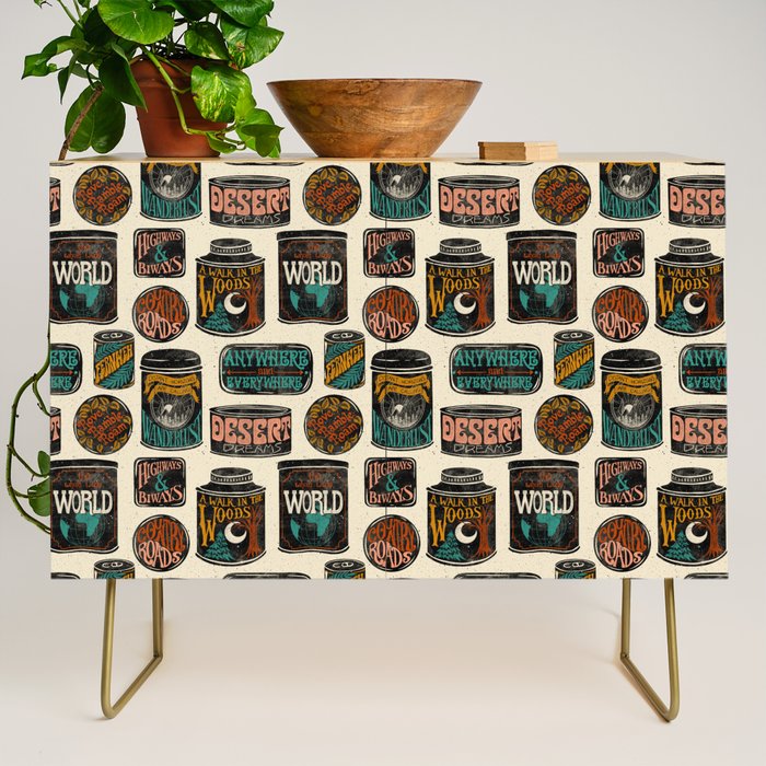 Vagabondâs Cupboard - black and cream with red, gold, teal, and peach Credenza Gallery Image 1
