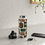 Vagabondâs Cupboard - black and cream with red, gold, teal, and peach Water Bottle Gallery Image 4