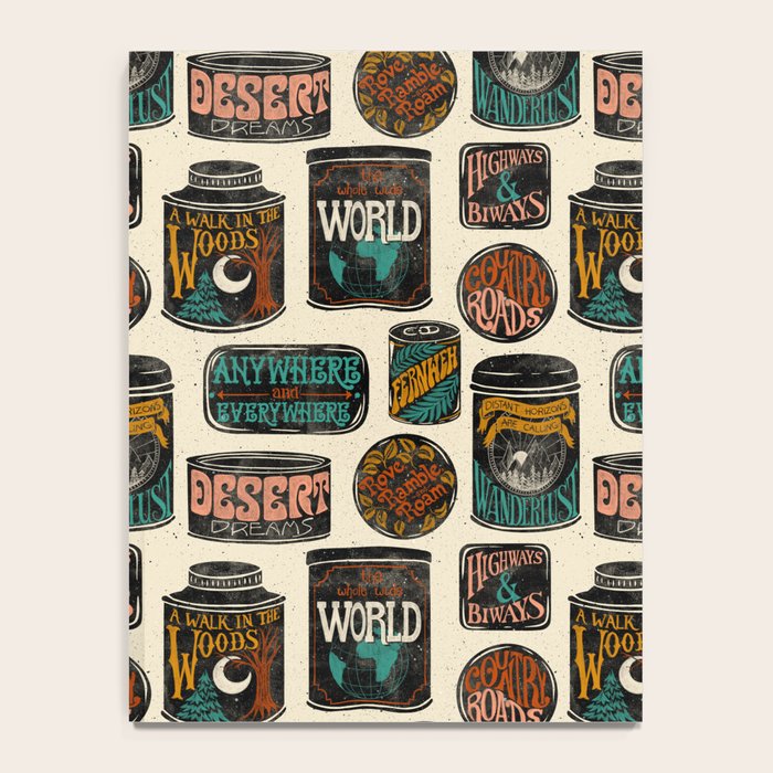 Vagabondâs Cupboard - black and cream with red, gold, teal, and peach Notebook Gallery Image 4
