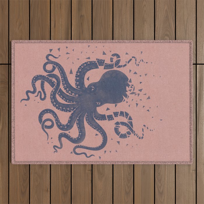 Octopus in the Deep Pastel Version Outdoor Rug Gallery Image 1