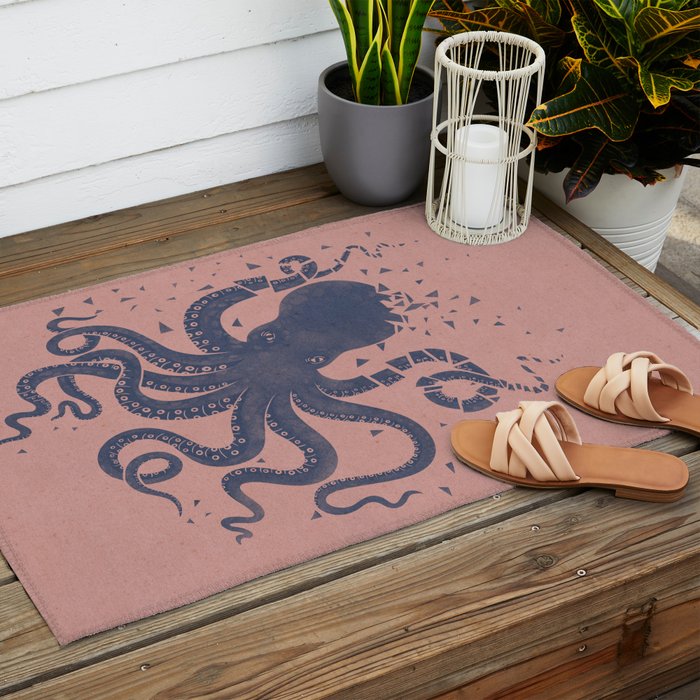 Octopus in the Deep Pastel Version Outdoor Rug Gallery Image 2