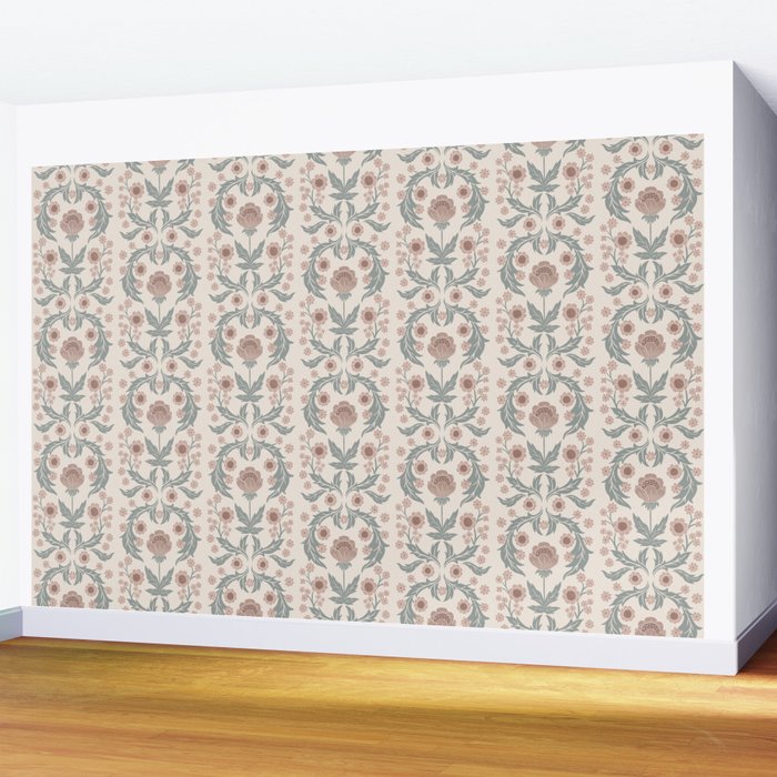 English Cottage Dusty Pink Posy Wall Mural Gallery Image 2