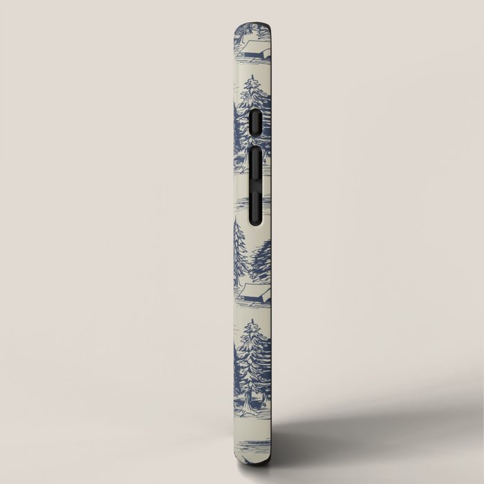 Alien Abduction Toile De Jouy Pattern in Blue iPhone Case Gallery Image 2