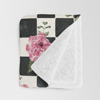 Moonlit Hollow Vintage Checkered Floral Throw Blanket Gallery Image 3