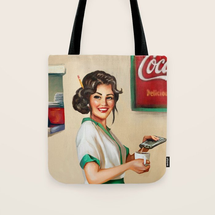 Diner Pinup Girl Tote Bag Gallery Image 1