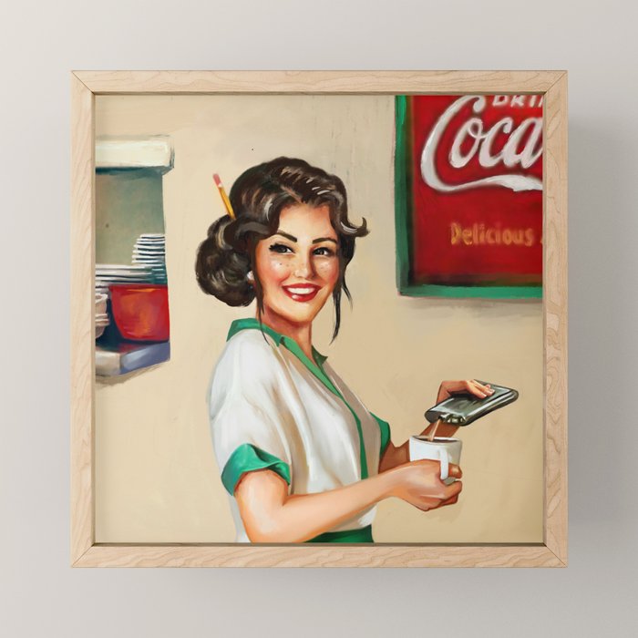 Diner Pinup Girl Mini Art Print Gallery Image 1