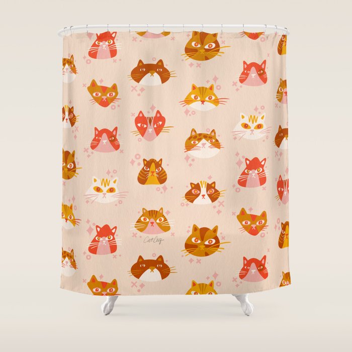 Cat Faces Collection - Retro Shower Curtain Gallery Image 1