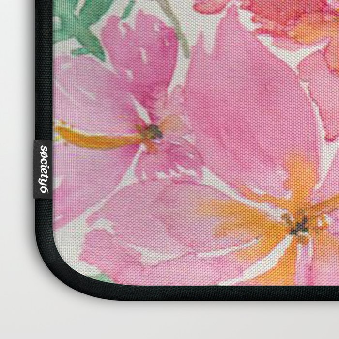 Tropical Pink Hibiscus Watercolor Flowers Laptop Sleeve Gallery Image 3