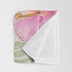 Tropical Pink Hibiscus Watercolor Flowers Throw Blanket Gallery Image 3