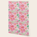 Tropical Pink Hibiscus Watercolor Flowers Wallpaper Gallery Image 2