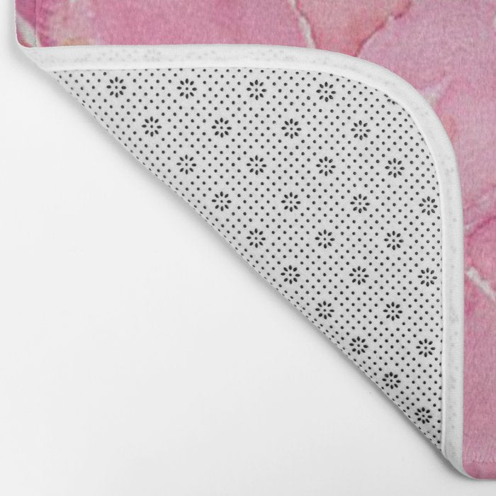 Tropical Pink Hibiscus Watercolor Flowers Bath Mat Gallery Image 2