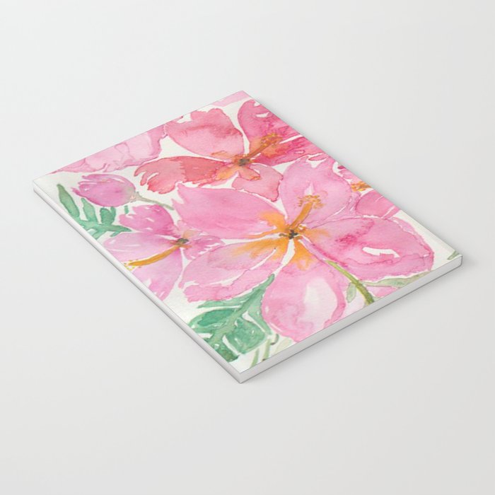 Tropical Pink Hibiscus Watercolor Flowers Notebook Gallery Image 3