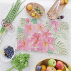 Tropical Pink Hibiscus Watercolor Flowers Cutting Board Gallery Image 2