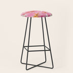 Tropical Pink Hibiscus Watercolor Flowers Stool Gallery Image 1
