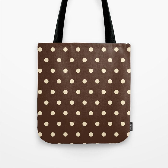 Vintage polka dots baroque brown & cream Tote Bag Gallery Image 1