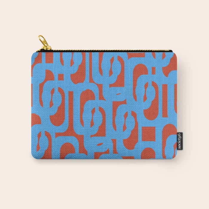Mid Century Modern Contemporary Loop Pattern Blue and Red Carry All Pouch Gallery Image 1