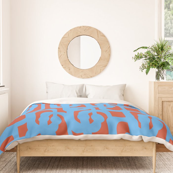 Mid Century Modern Contemporary Loop Pattern Blue and Red Duvet Cover Gallery Image 3