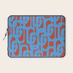 Mid Century Modern Contemporary Loop Pattern Blue and Red Laptop Sleeve Gallery Image 1