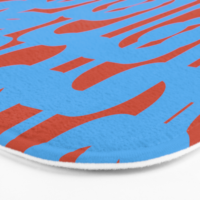 Mid Century Modern Contemporary Loop Pattern Blue and Red Bath Mat Gallery Image 3