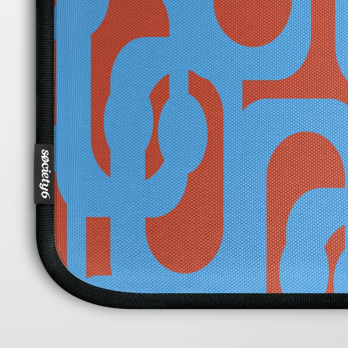 Mid Century Modern Contemporary Loop Pattern Blue and Red Laptop Sleeve Gallery Image 3
