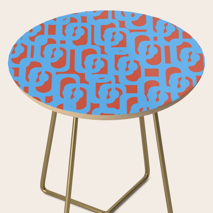 Mid Century Modern Contemporary Loop Pattern Blue and Red Side Table Gallery Image 2