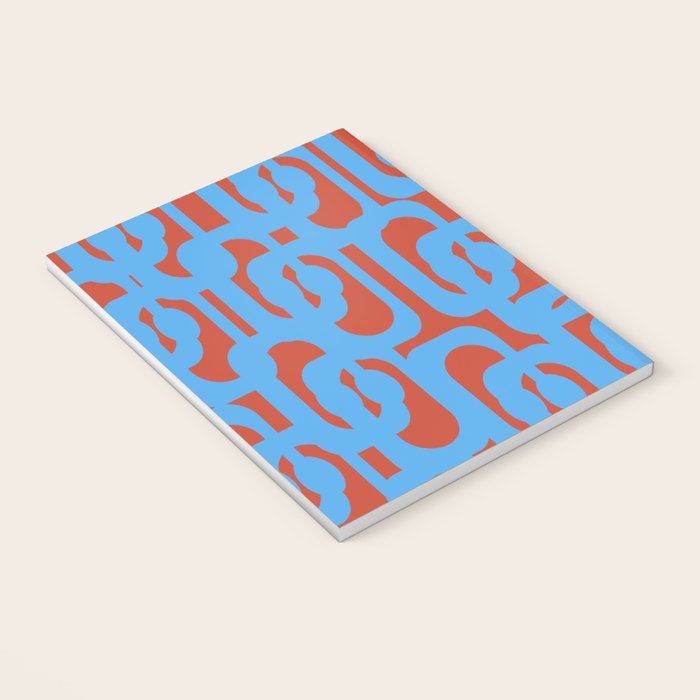 Mid Century Modern Contemporary Loop Pattern Blue and Red Notebook Gallery Image 3