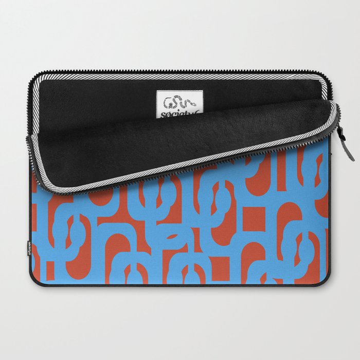 Mid Century Modern Contemporary Loop Pattern Blue and Red Laptop Sleeve Gallery Image 2
