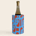 Mid Century Modern Contemporary Loop Pattern Blue and Red Wine Chiller Gallery Image 3
