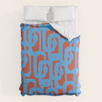 Mid Century Modern Contemporary Loop Pattern Blue and Red Duvet Cover Gallery Image 6