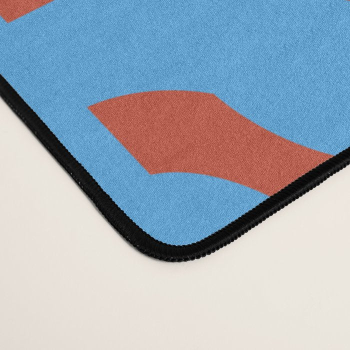 Mid Century Modern Contemporary Loop Pattern Blue and Red Desk Mat Gallery Image 4
