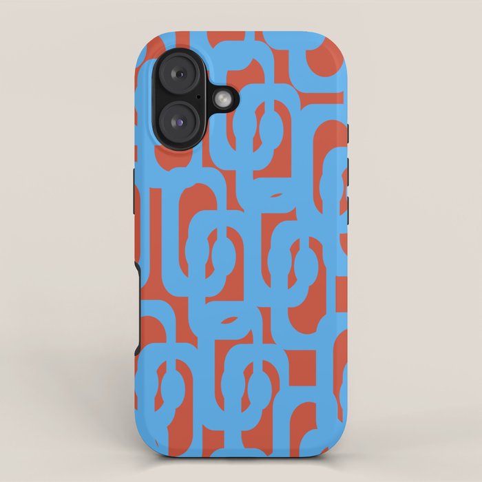 Mid Century Modern Contemporary Loop Pattern Blue and Red iPhone Case Gallery Image 1