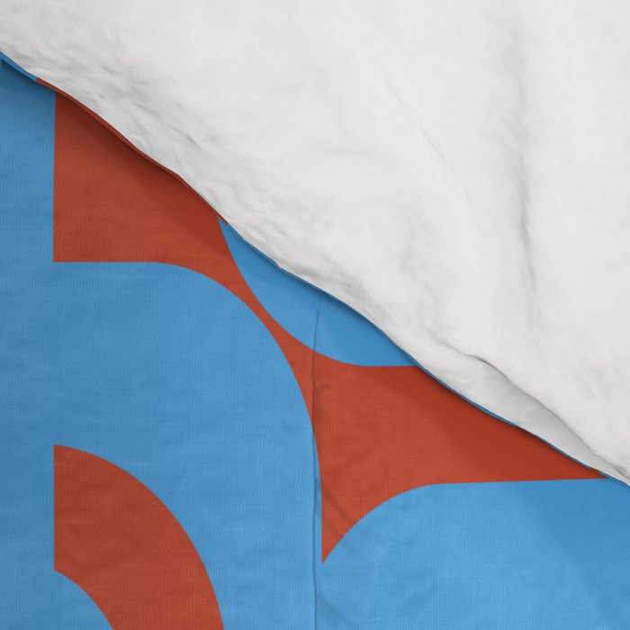 Mid Century Modern Contemporary Loop Pattern Blue and Red Comforter Gallery Image 4