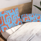 Mid Century Modern Contemporary Loop Pattern Blue and Red Pillow Sham Gallery Image 2