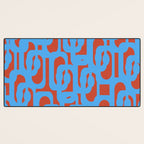 Mid Century Modern Contemporary Loop Pattern Blue and Red Desk Mat Gallery Image 3