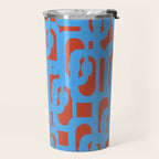 Mid Century Modern Contemporary Loop Pattern Blue and Red Travel Mug Gallery Image 2