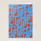 Mid Century Modern Contemporary Loop Pattern Blue and Red Stationery Card Gallery Image 2