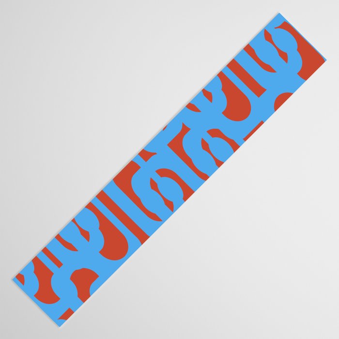 Mid Century Modern Contemporary Loop Pattern Blue and Red Table Runner Gallery Image 3
