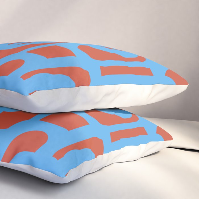 Mid Century Modern Contemporary Loop Pattern Blue and Red Pillow Sham Gallery Image 3