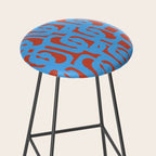 Mid Century Modern Contemporary Loop Pattern Blue and Red Stool Gallery Image 2