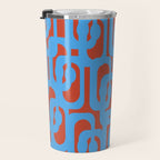 Mid Century Modern Contemporary Loop Pattern Blue and Red Travel Mug Gallery Image 3