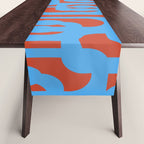 Mid Century Modern Contemporary Loop Pattern Blue and Red Table Runner Gallery Image 1
