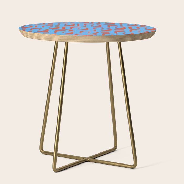 Mid Century Modern Contemporary Loop Pattern Blue and Red Side Table Gallery Image 1