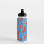 Mid Century Modern Contemporary Loop Pattern Blue and Red Water Bottle Gallery Image 3