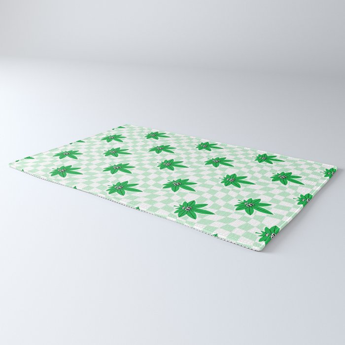 Funny retro weed leaf cartoon sticker pattern Rug Gallery Image 3