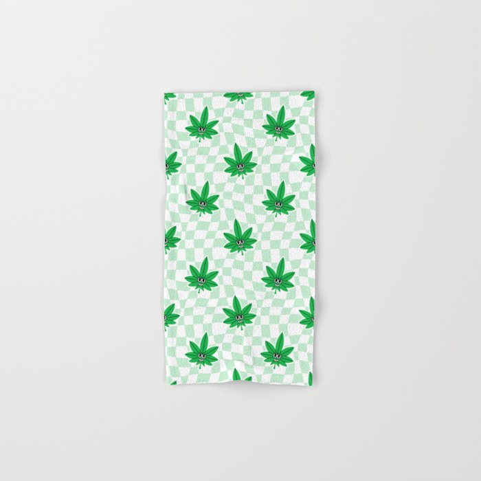 Funny retro weed leaf cartoon sticker pattern Bath Towel Gallery Image 1