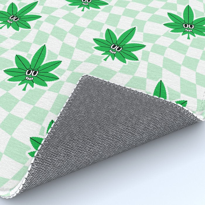 Funny retro weed leaf cartoon sticker pattern Rug Gallery Image 4