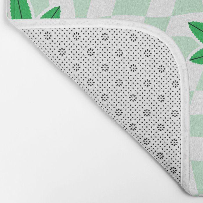 Funny retro weed leaf cartoon sticker pattern Bath Mat Gallery Image 2