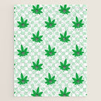 Funny retro weed leaf cartoon sticker pattern Jigsaw Puzzle Gallery Image 1